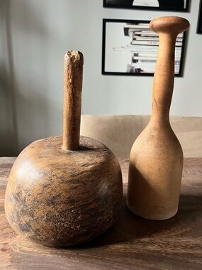 Antique primitive, wood mallet & antique kitchen mashing wood tool Unique Decor
